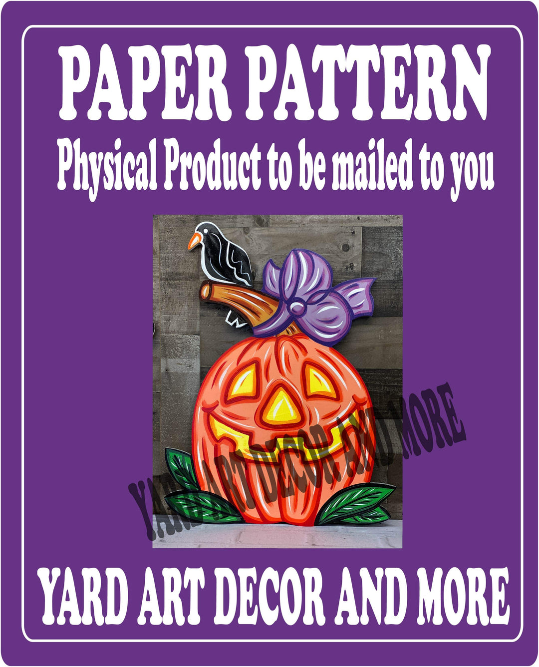 Crow Sits on Pumpkin Fall Yard Art Paper Pattern
