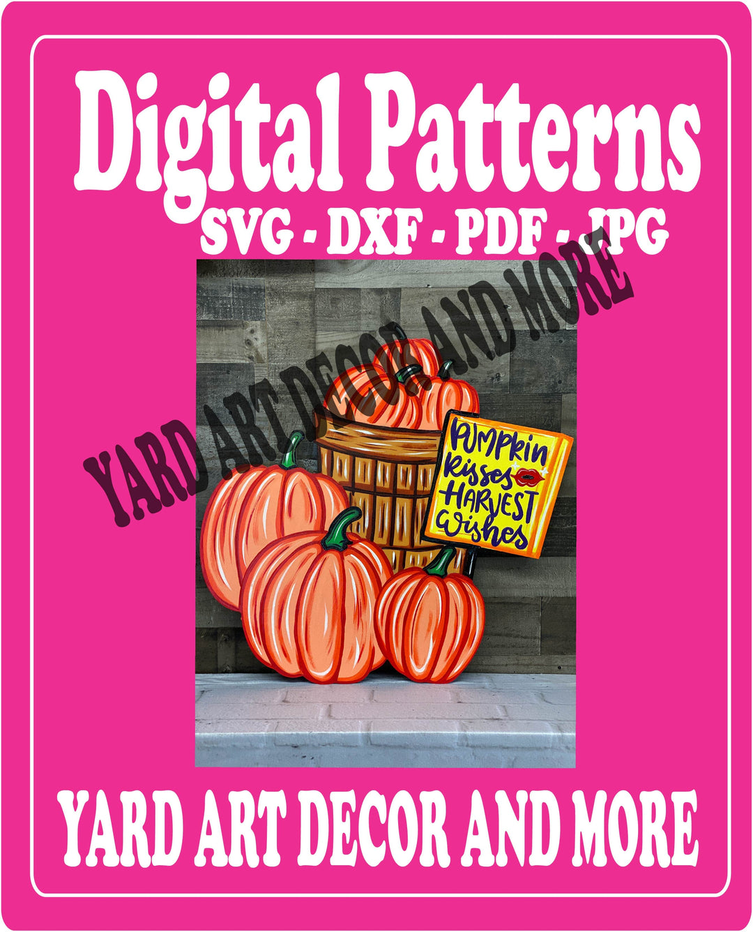 Digital File for Basket of Three Pumpkins with a Sign Yard Art