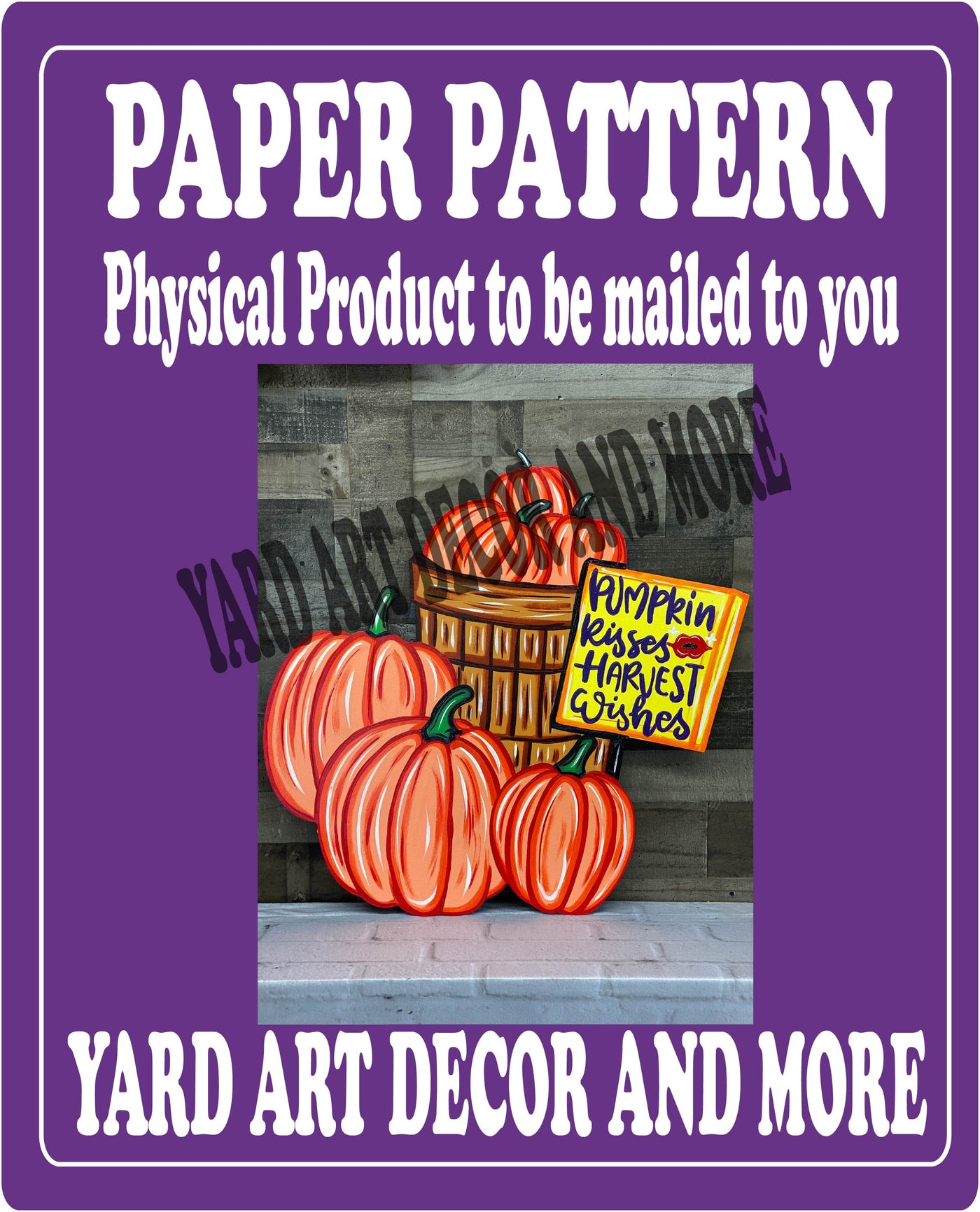 Basket of Pumpkins with Harvest Wishes Sign Paper Pattern