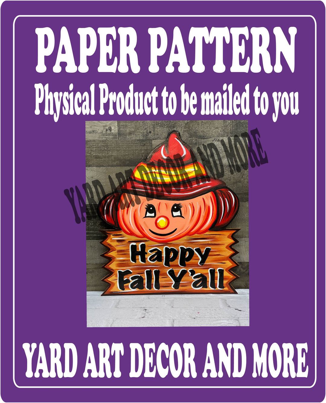 Red Hat Pumpkin with Happy Fall Y'all Sign Paper Pattern