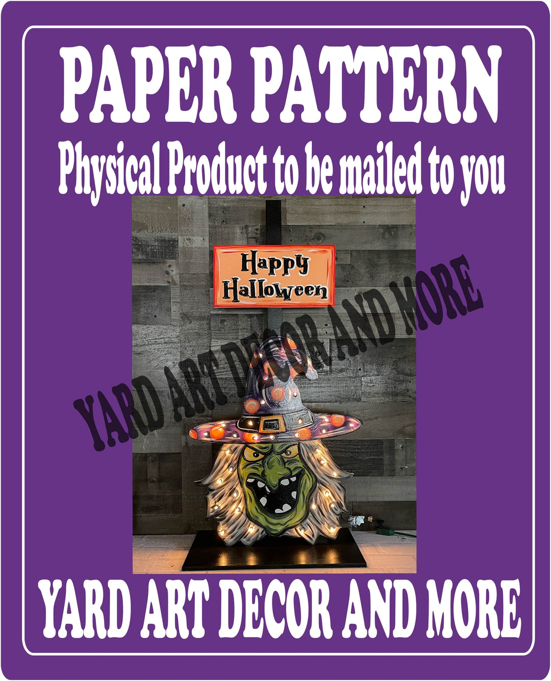 Lighted Halloween Witch Porch Greeter Paper Pattern