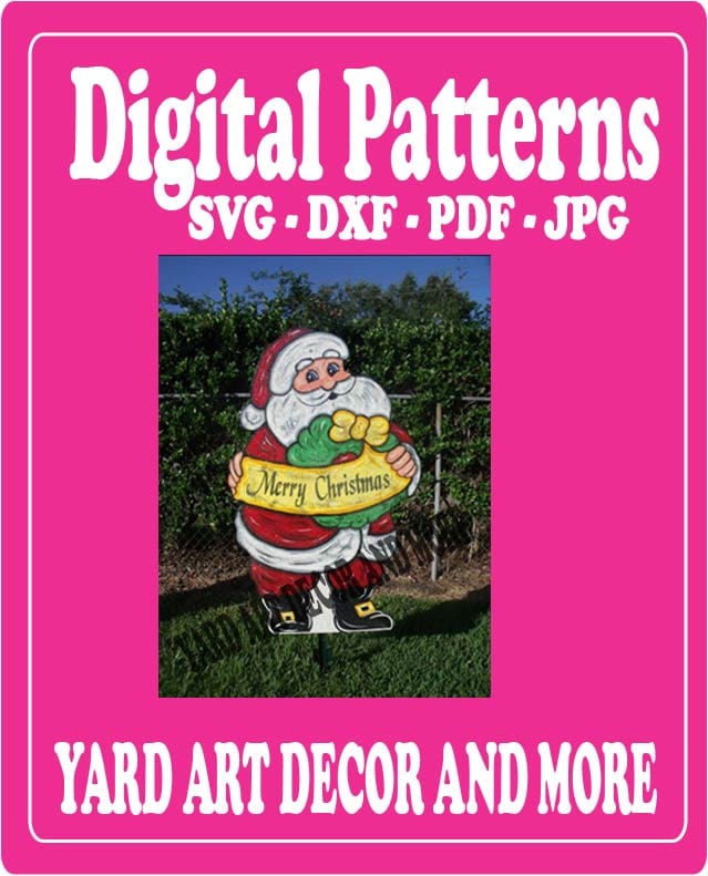 Christmas Santa with Ribbon and Wreath Yard Art Digital Template