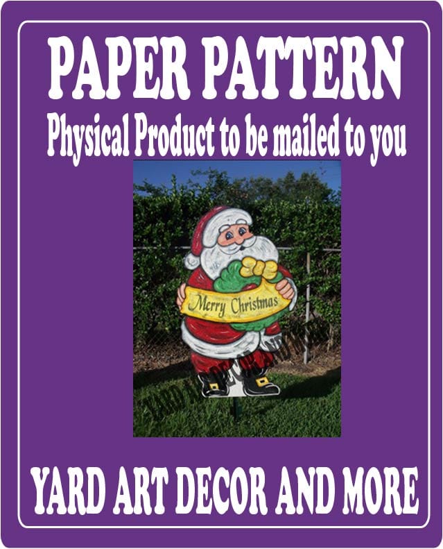 Christmas Santa with Ribbon and Wreath Yard Art Paper Pattern