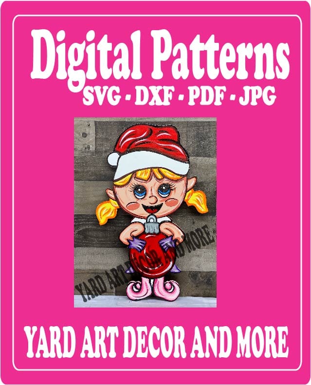 Christmas Girl Elf with Bulb Yard Art Digital Template