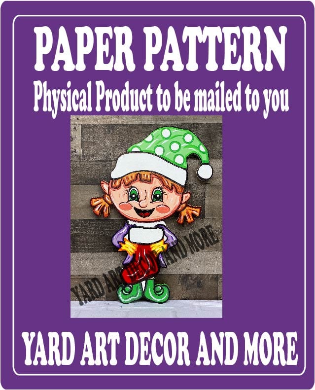 Christmas Girl Elf with Stocking Yard Art Paper Pattern