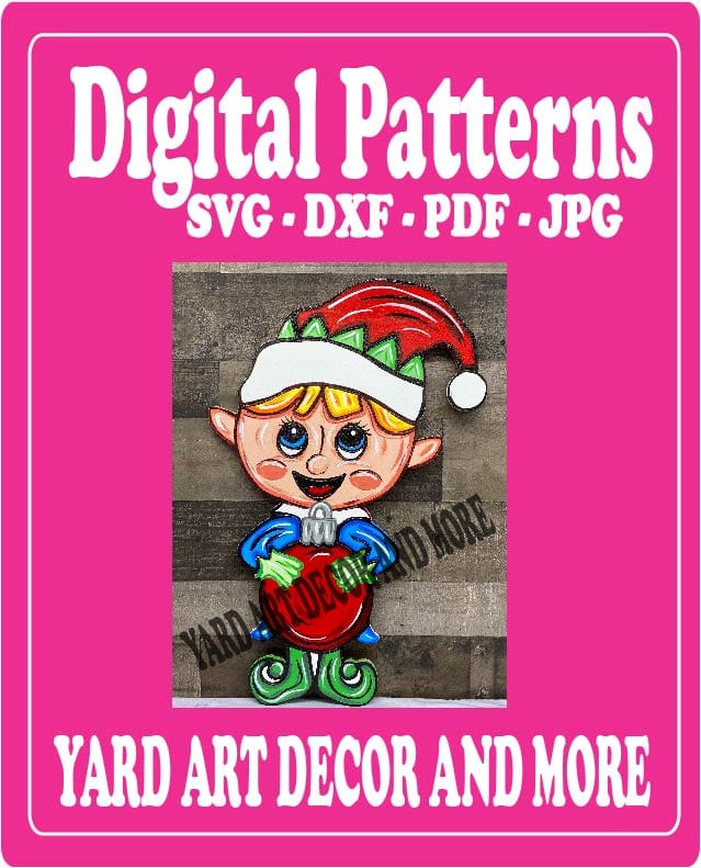 Christmas Boy Elf with Bulb Yard Art Digital Template