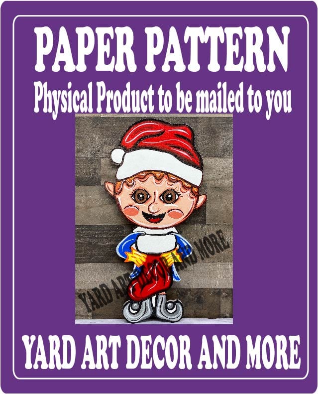 Christmas Boy Elf with Stocking Yard Art Paper Pattern