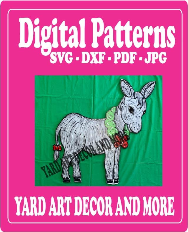 Christmas Nativity Donkey with Wreath Yard Art Digital Template