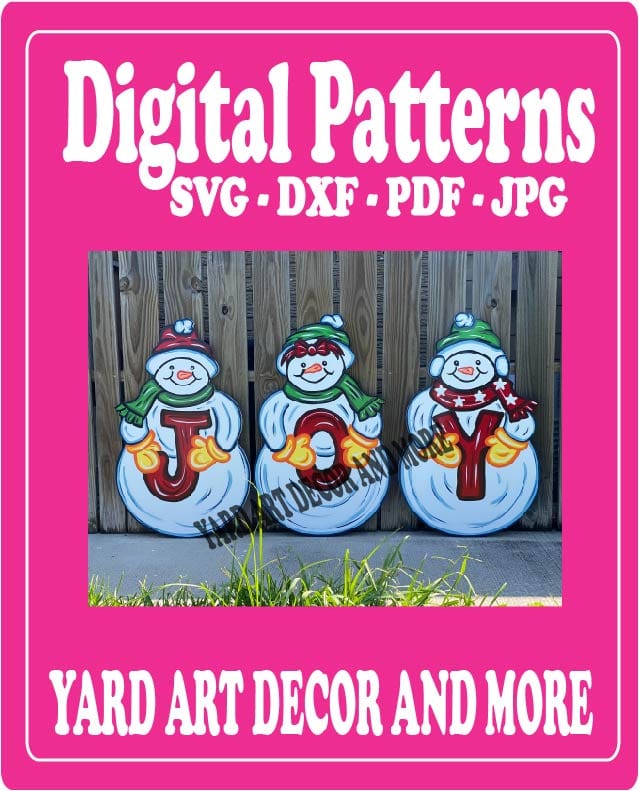 Christmas Snowman Family JOY Yard Art Digital Template