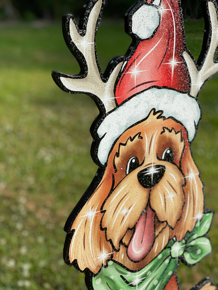 Christmas Dog with Present of Bones Yard Decoration