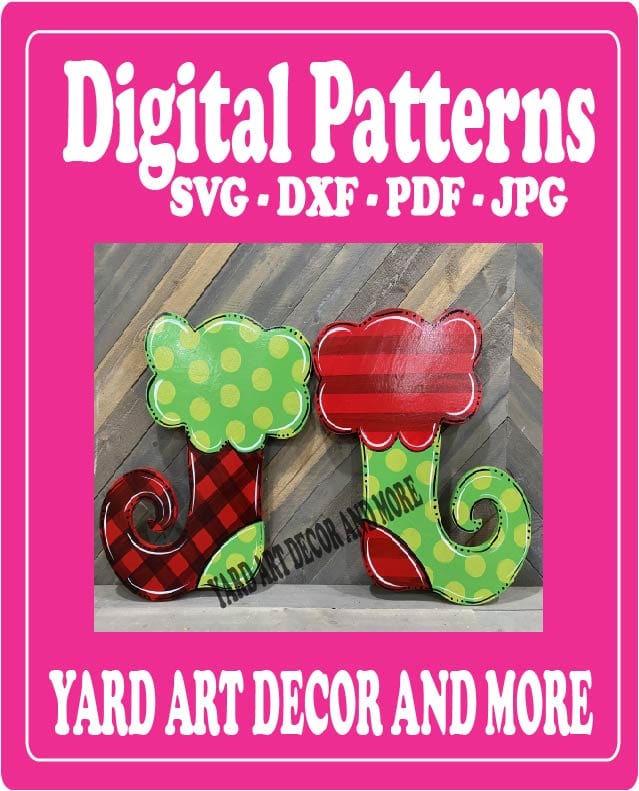 Christmas Traditional Whimsical Stocking Yard Art Digital Template