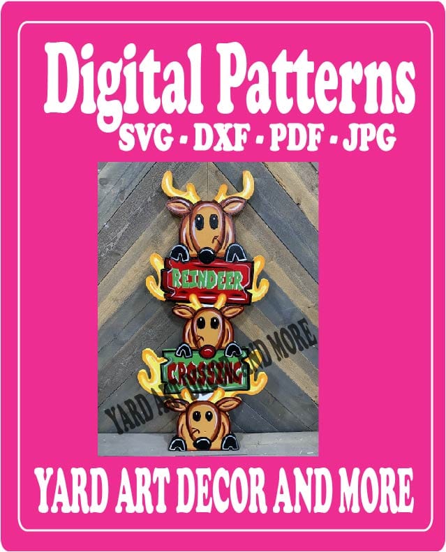 Christmas Reindeer Totem Pole Yard Art Digital Template