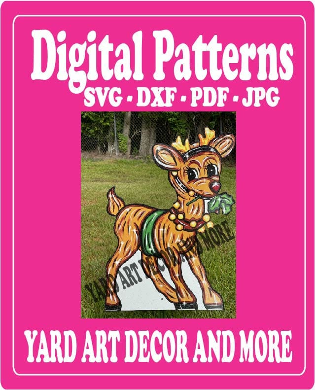 Reindeer with Mistletoe in Mouth Christmas Yard Art - SVG - DXF - PDF - JPG Files