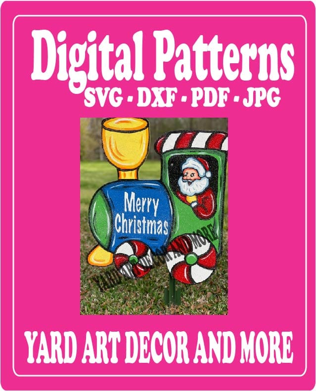 Christmas Santa Train Engine Yard Art Digital Template