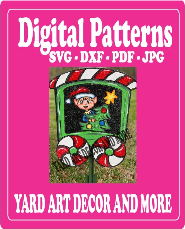 Christmas Santa Elf Tree Train Caboose Yard Art Digital Template