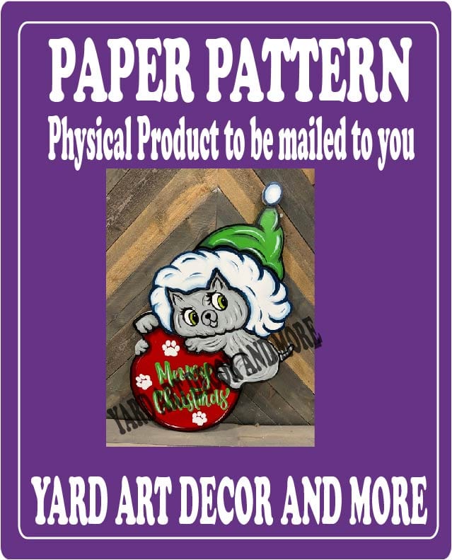 Christmas Kitty Climbs on Bulb Yard Art Paper Pattern