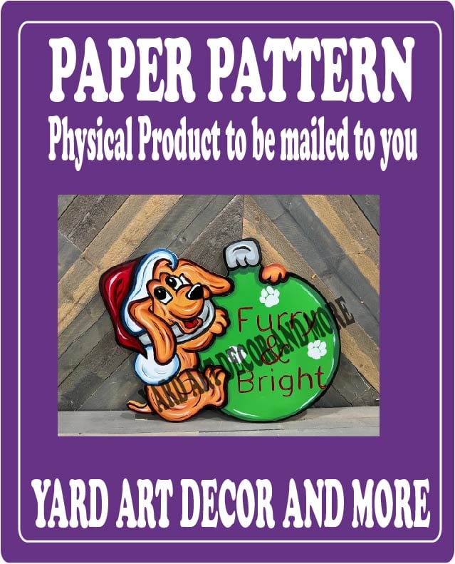 Christmas Doggie Climbs on Bulb Yard Art Paper Pattern