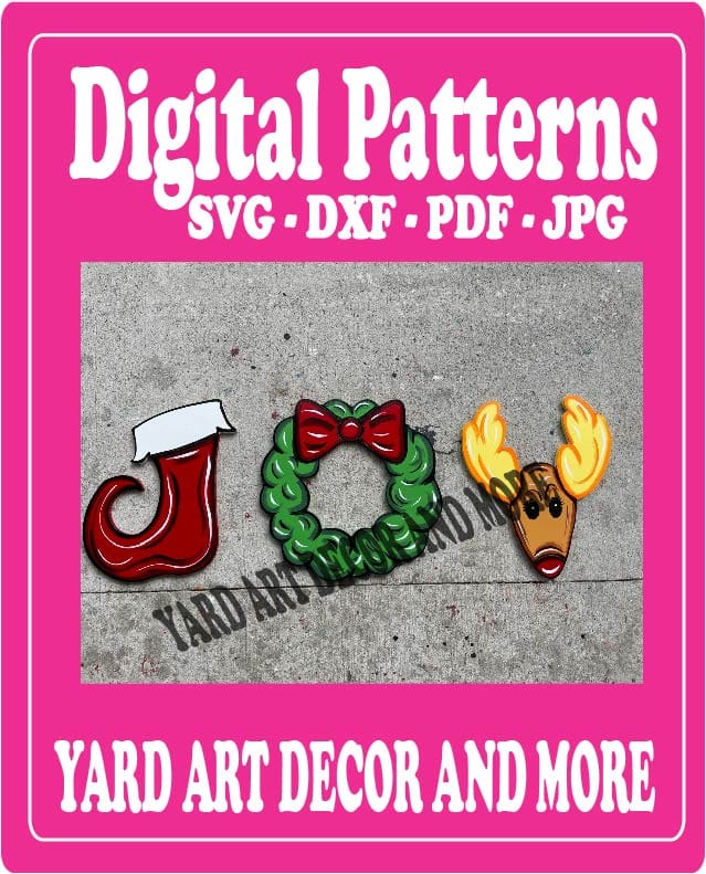 Christmas Traditional JOY Letters Stocking J, Wreath O, Reindeer Y Yard Art Digital Template