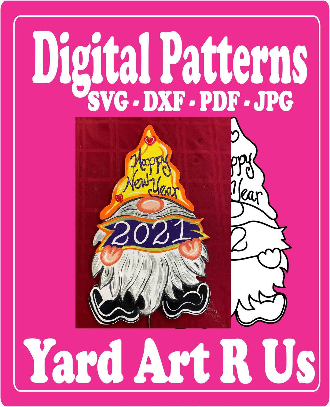 Digital download for New Year's Gnome with a banner