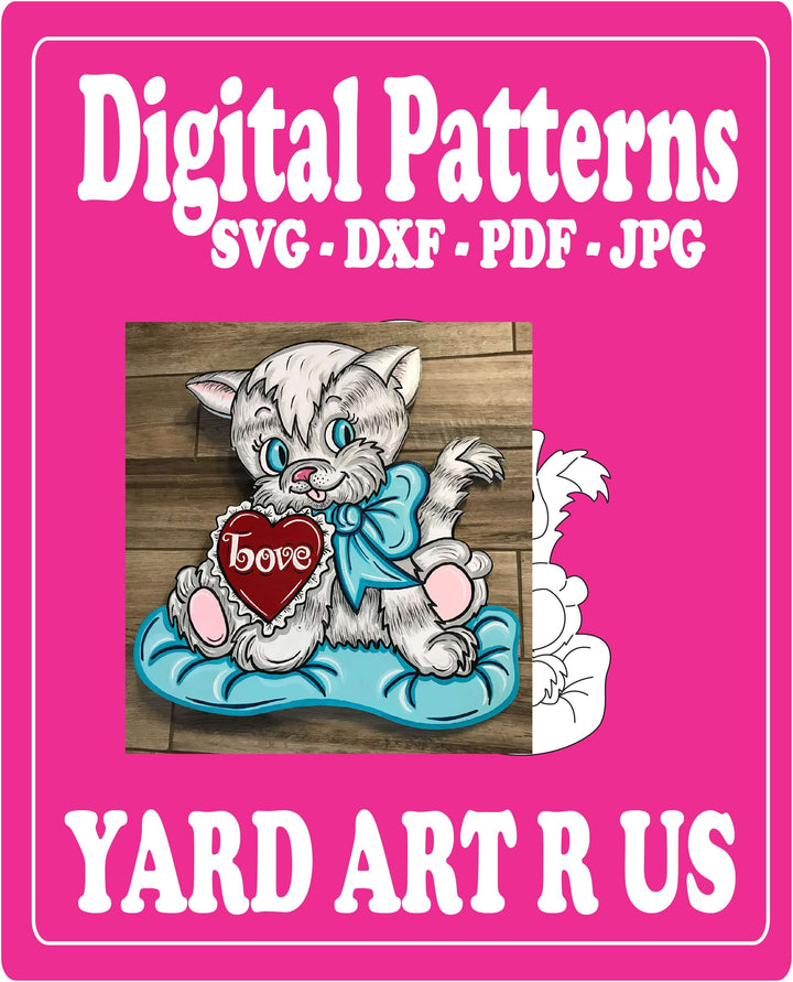 Cat Valentines Digital Template - SVG - DXF - PDF - JPG Files