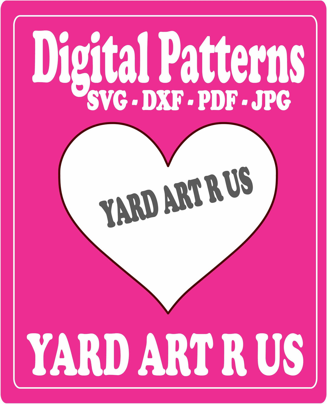 Blank heart digital pattern; SVG, DXF, PDF, and JPG file options