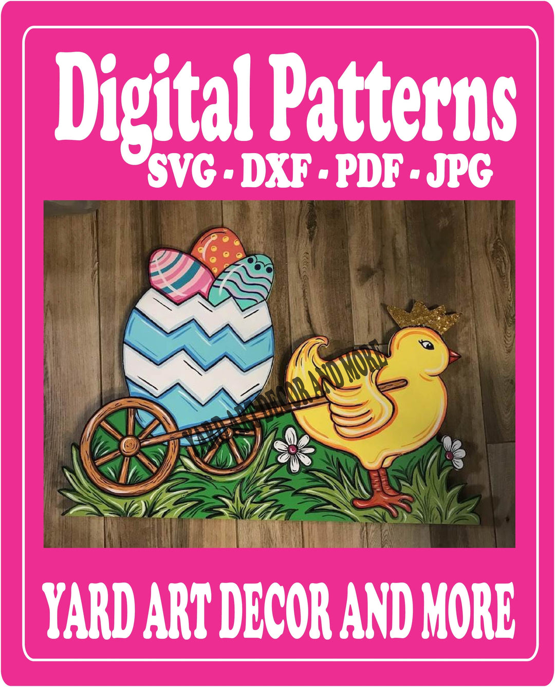 Easter Chick pulls Easter egg cart yard art decor digital template