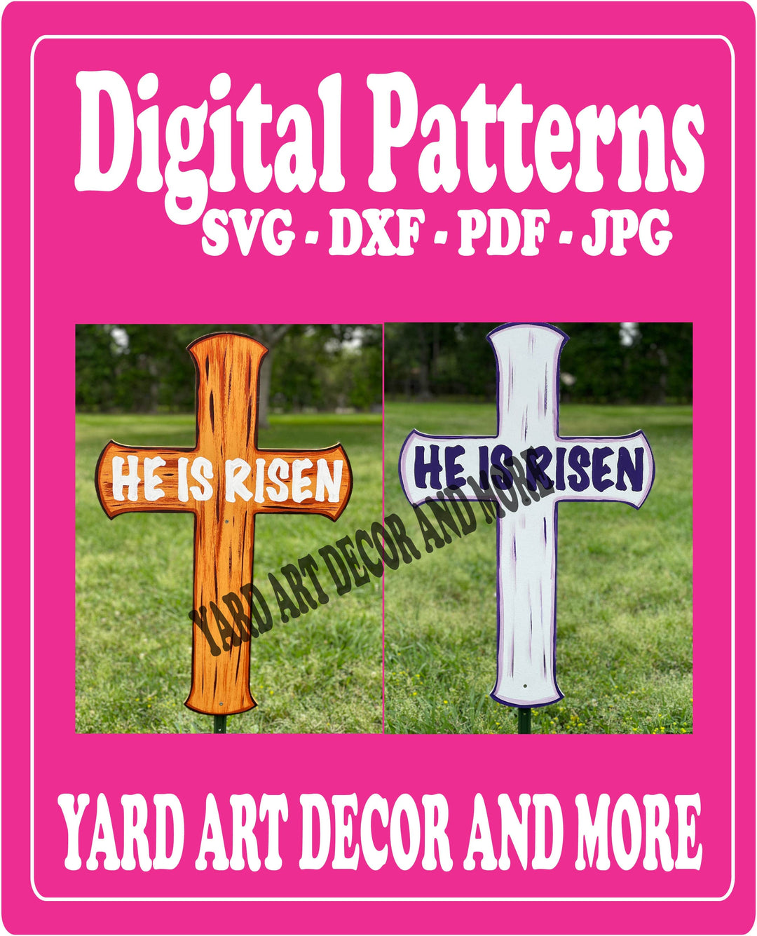 He is Risen Easter Cross yard decoration digital template
