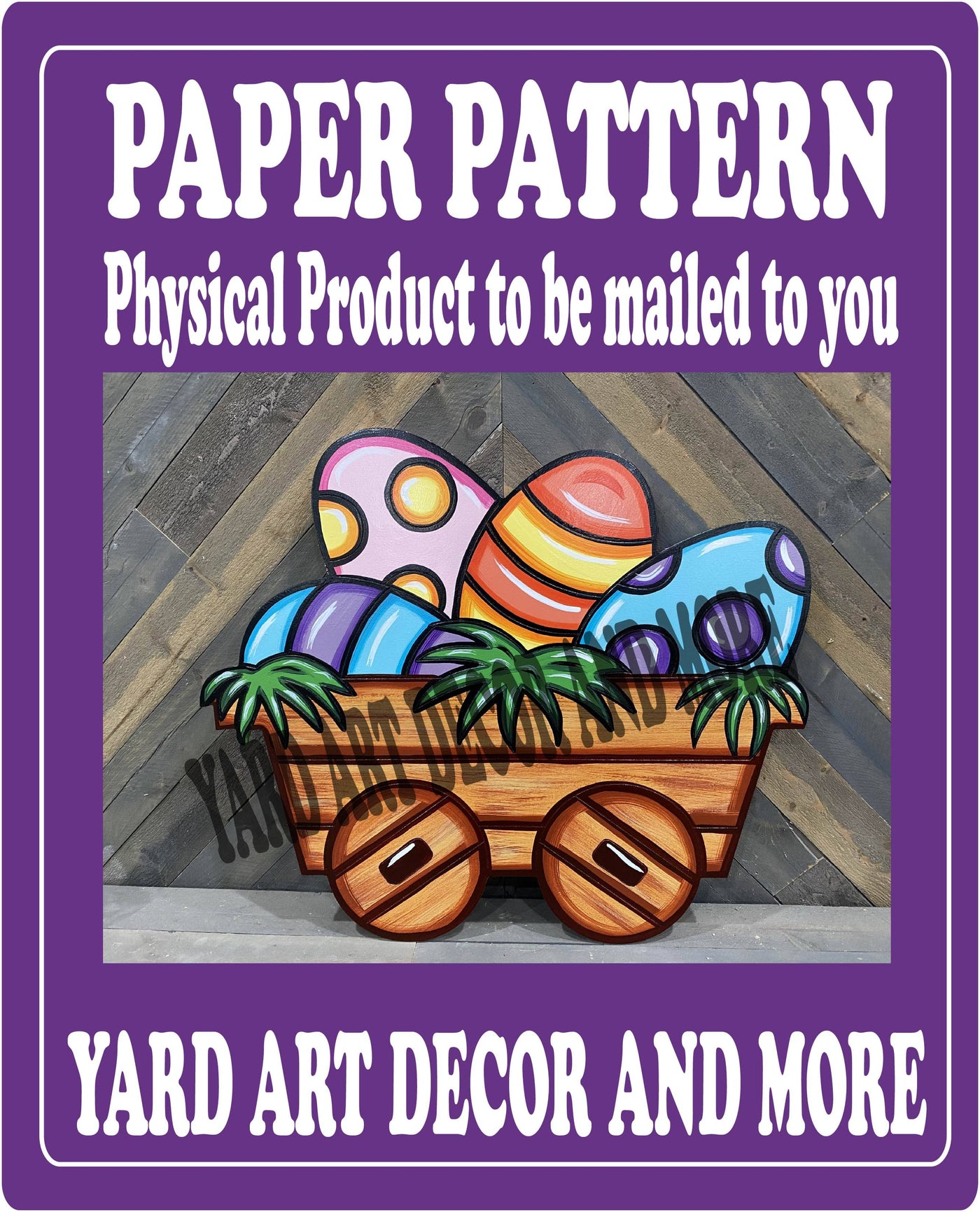 WAGON OF EASTER EGGS YARD SIGN PAPER PATTERN