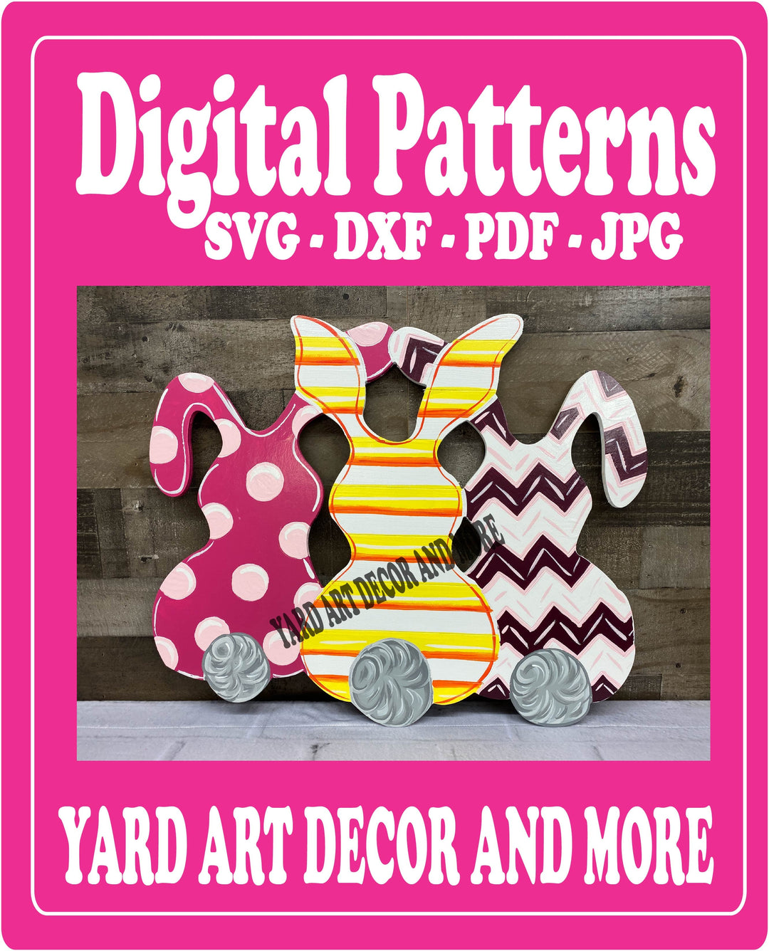 Triple Bunny Easter yard art decoration digital template