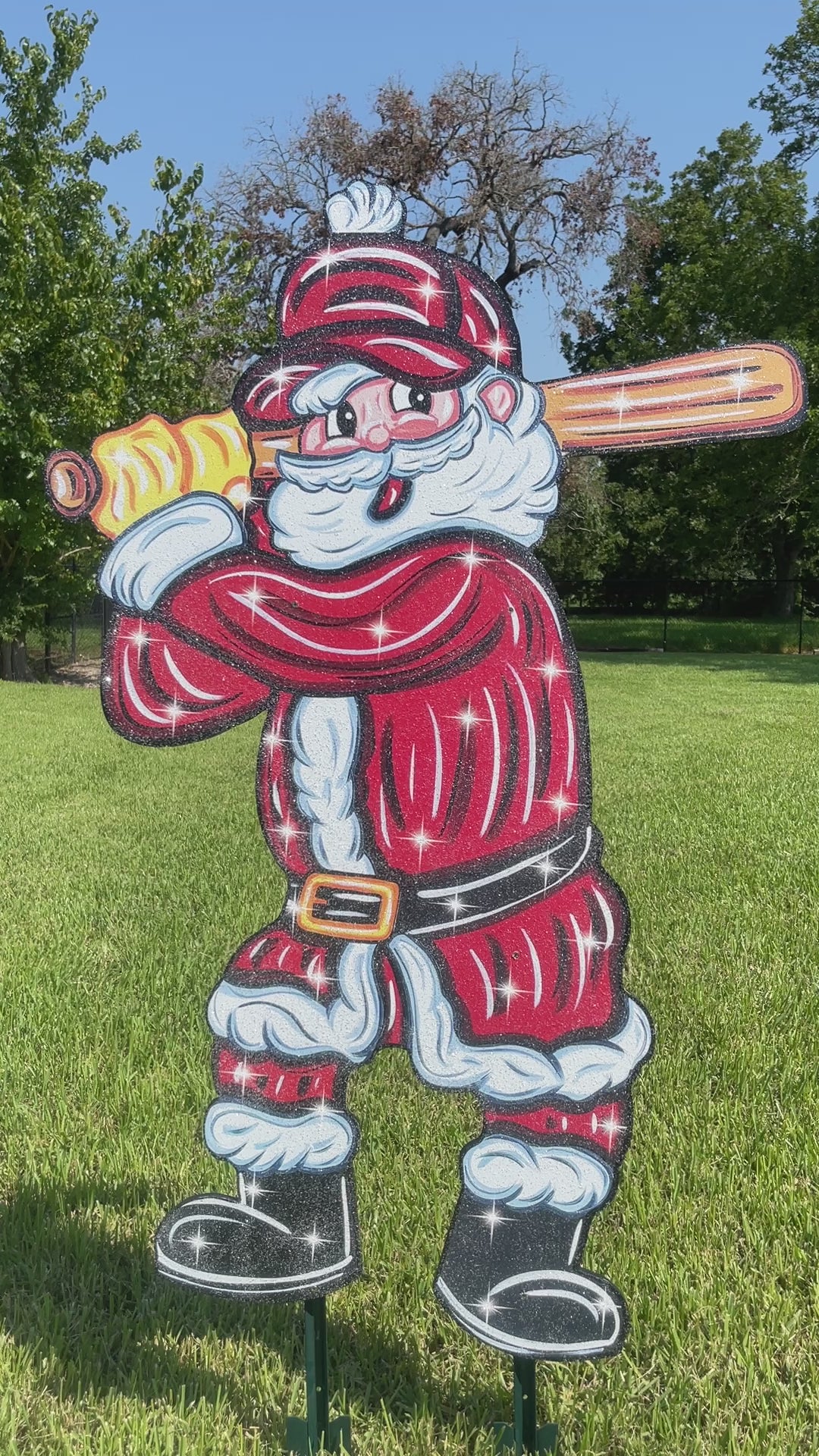 Christmas Baseball Santa Yard Decoration