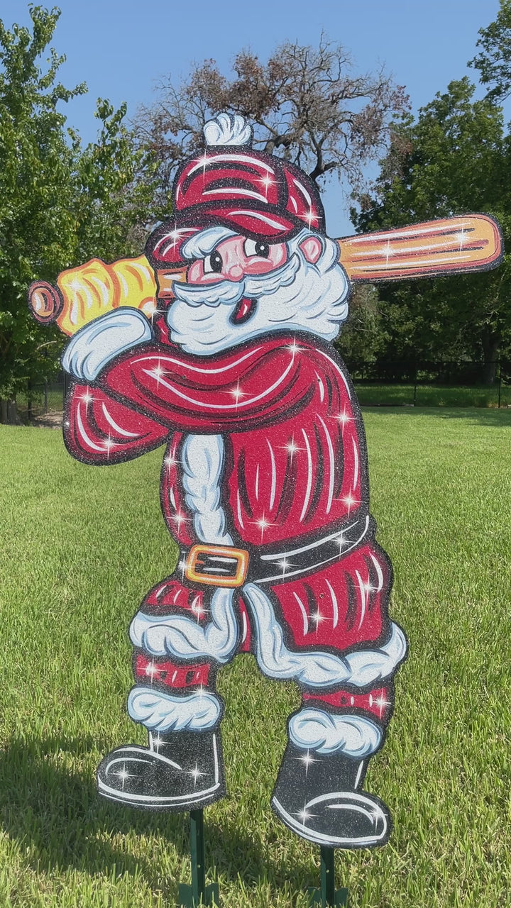 Christmas Baseball Santa Yard Decoration