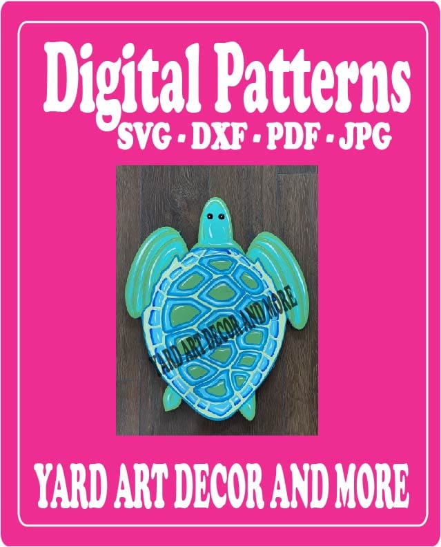 Spring Summer Sea Turtle Swimming Yard Art Digital Template