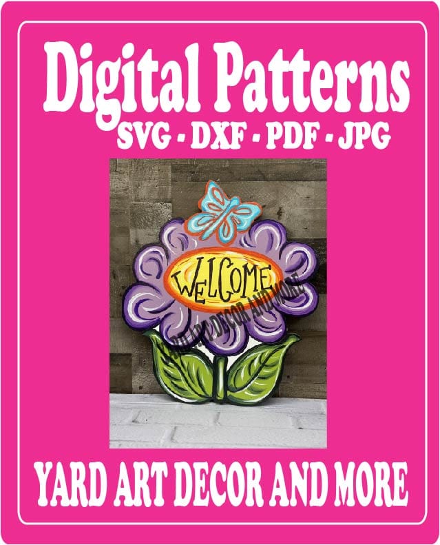 Spring Summer Welcome Flower Yard Art Digital Template