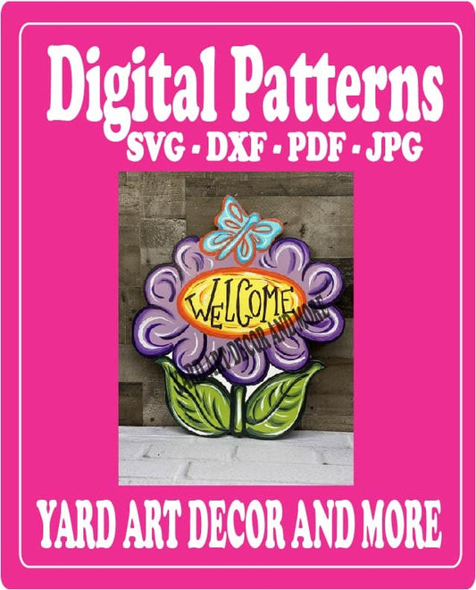 Spring Summer Welcome Flower Yard Art Digital Template