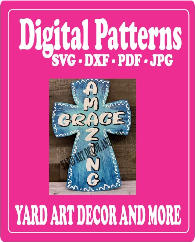 Spring Summer Cross Amazing Grace Yard Art Digital Template