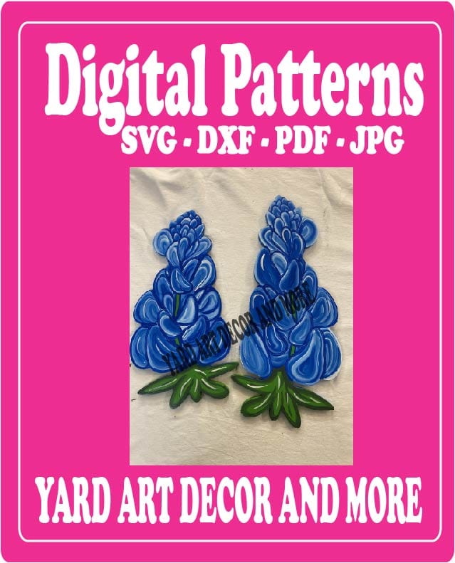 Spring Summer Two Bluebonnets Yard Art Digital Template