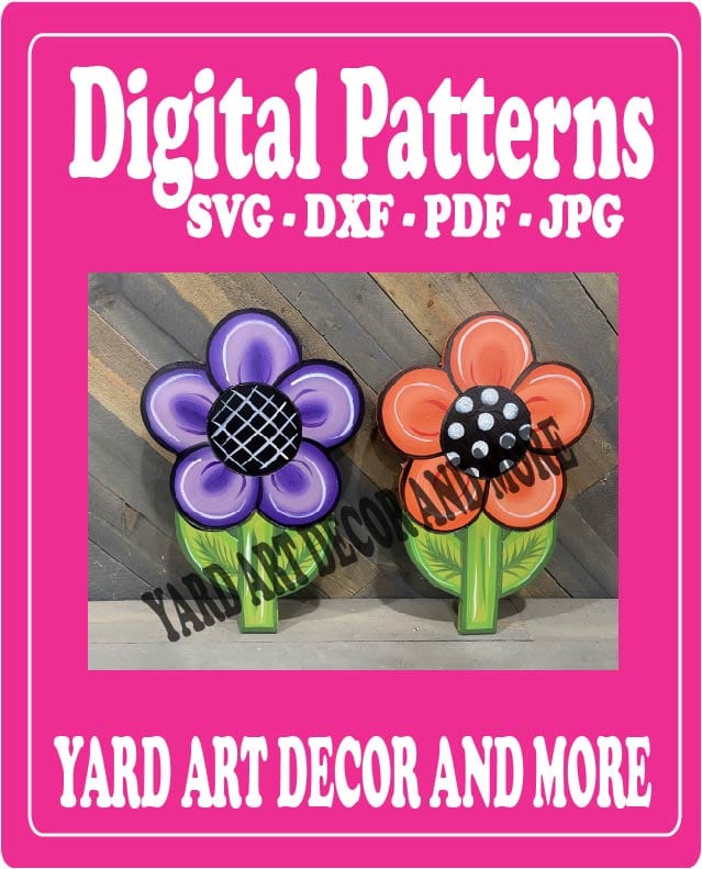 Spring Rounded Flower with Leaves Yard Art Digital Template