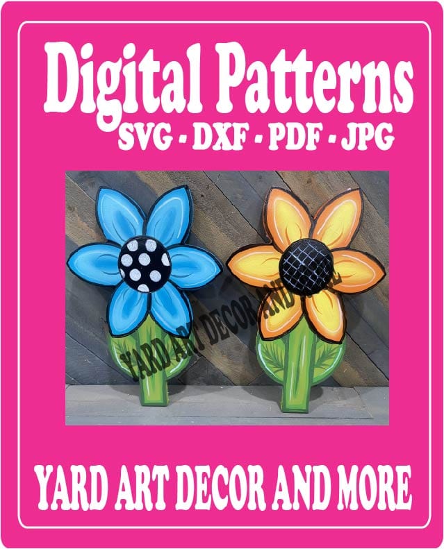 Spring Summer Pointed Flower with Leaves Yard Art Digital Template