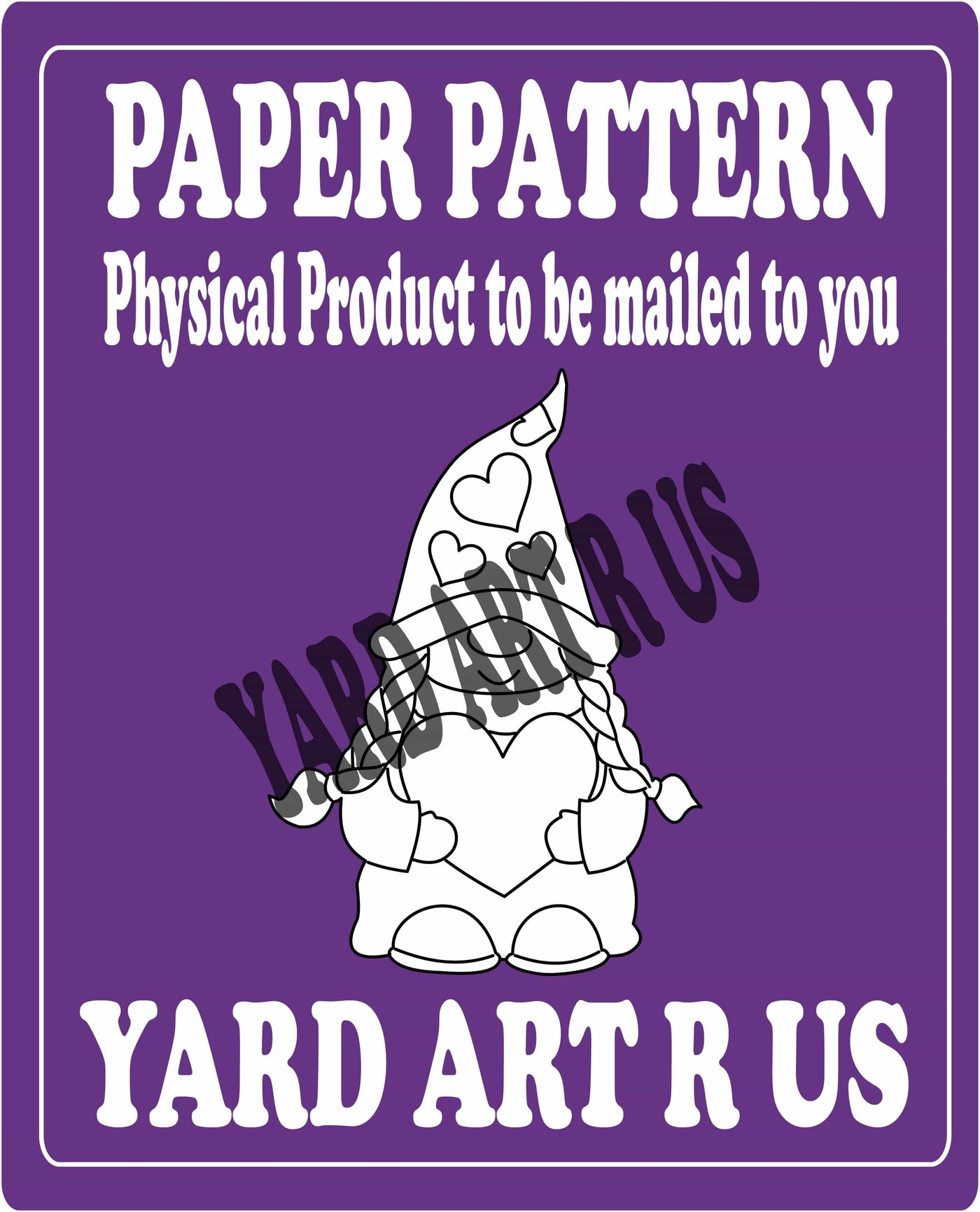 Girl Gnome Holds Heart Valentine's Day Sign Paper Pattern