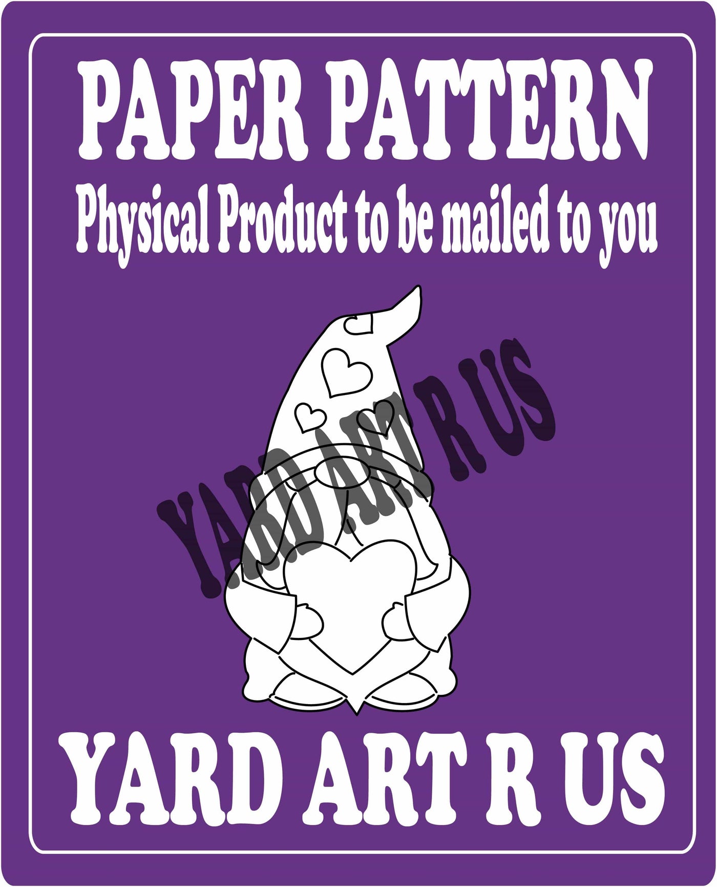 Boy Gnome Holds Heart Valentine's Day Sign Paper Pattern
