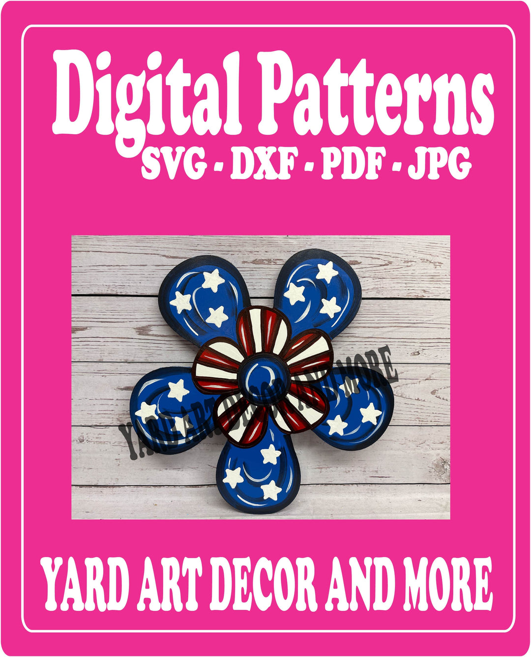 Reversible Patriotic Flower Yard Art decor digital template