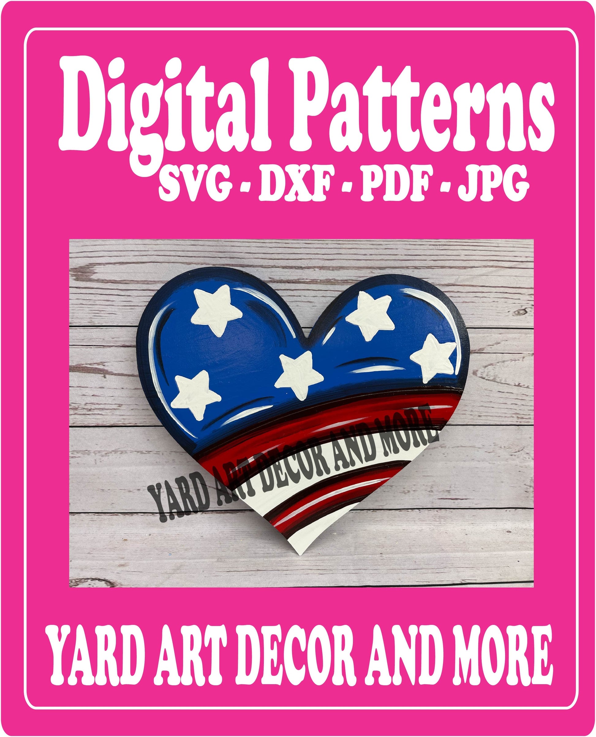 Patriotic Heart Yard Art Decoration Digital template