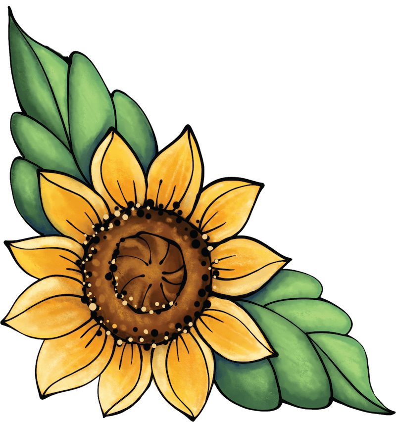 Sunflower with Leaves Sign Outdoor Decoration
