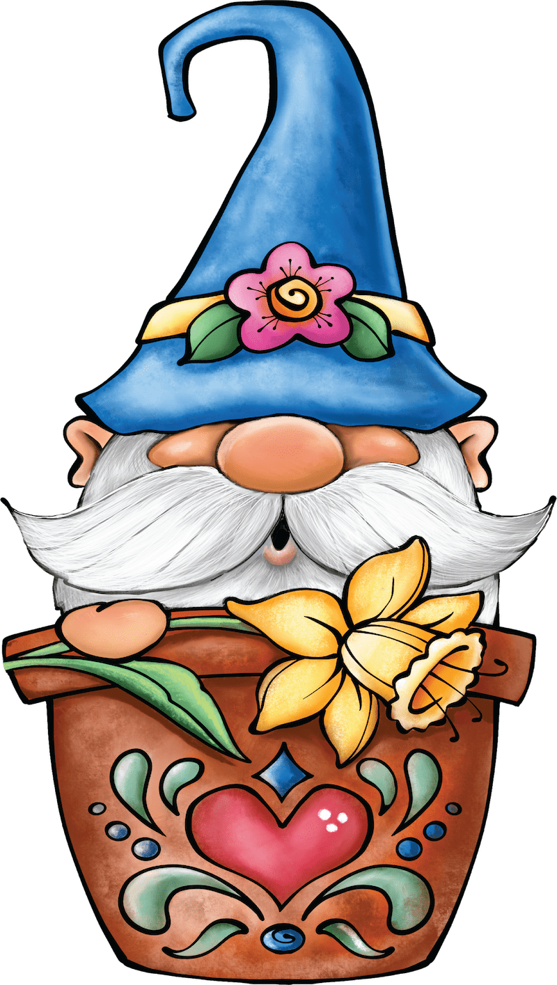 Gnome Sits In a Flower Pot Sign Outdoor Decoration