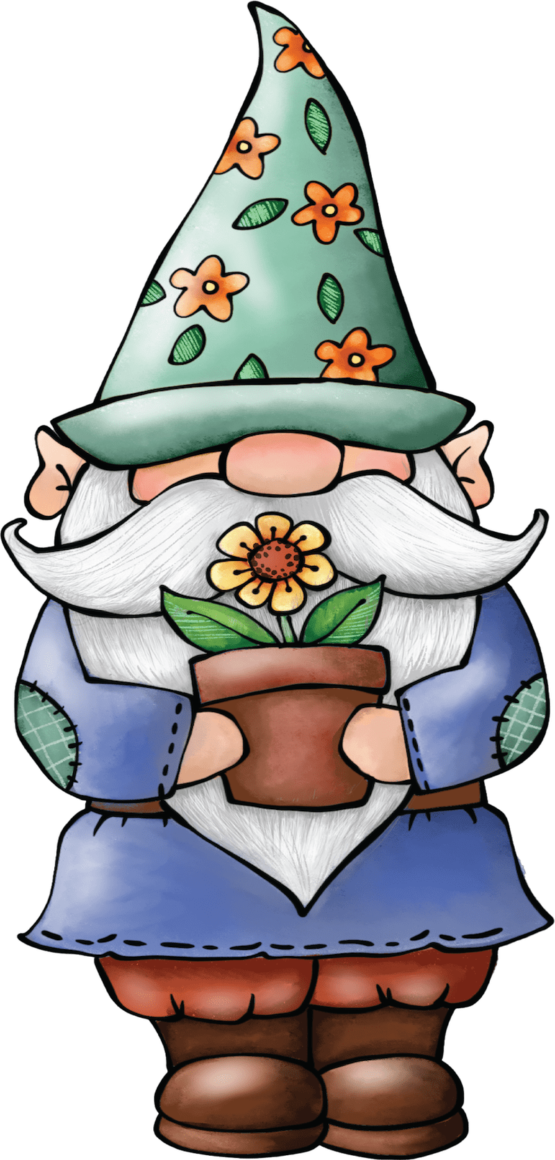 Gnome Holds A Flower Pot Yard Sign Outdoor Decoration