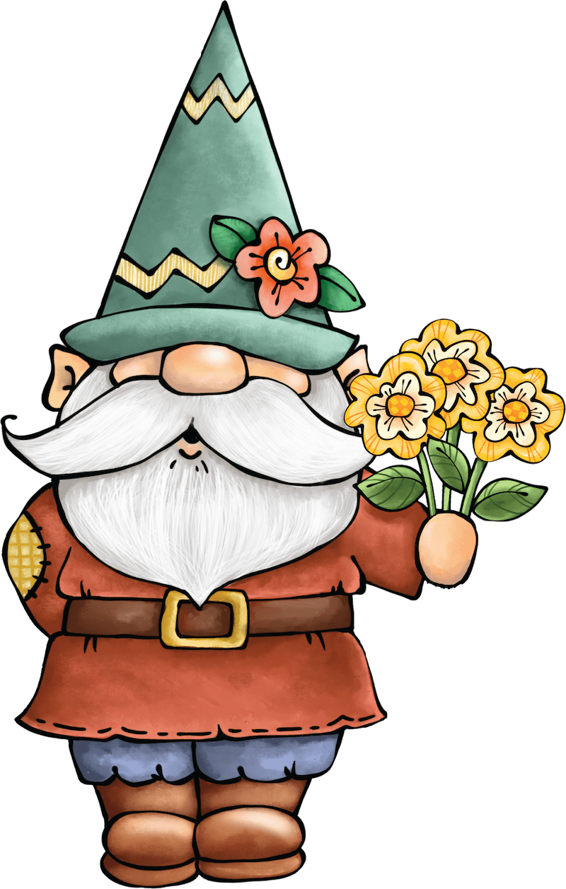 Gnome Holds Flowers Yard Sign Decoration