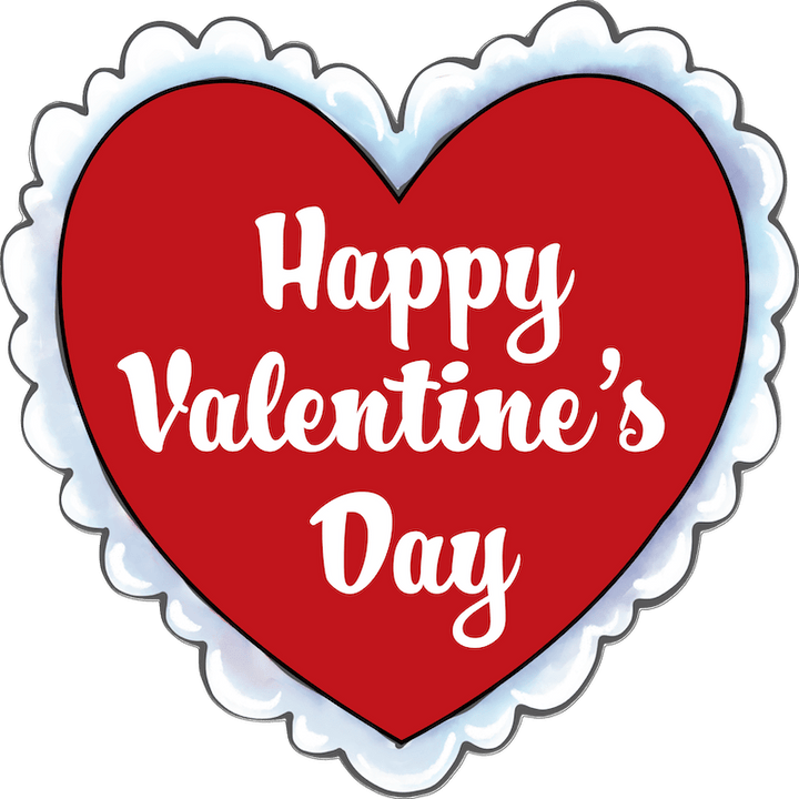 Happy Valentine's Day Heart with white lace edge