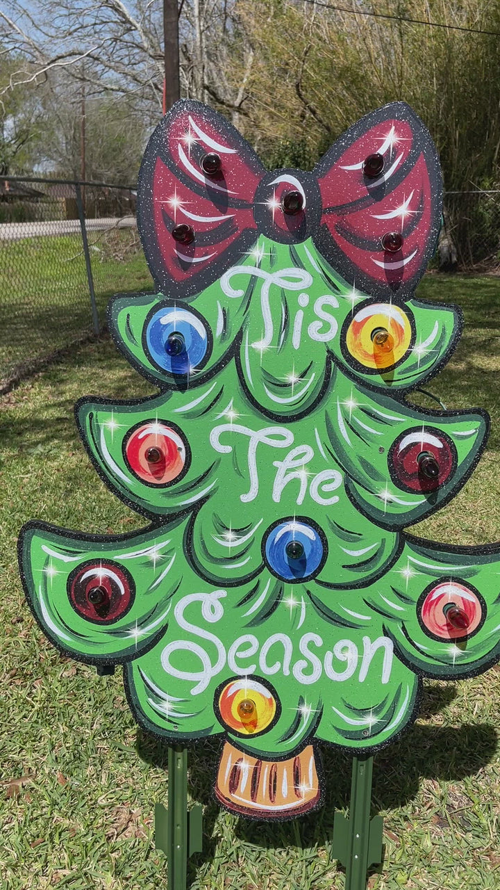 Lighted Christmas Tree Yard Art Sign