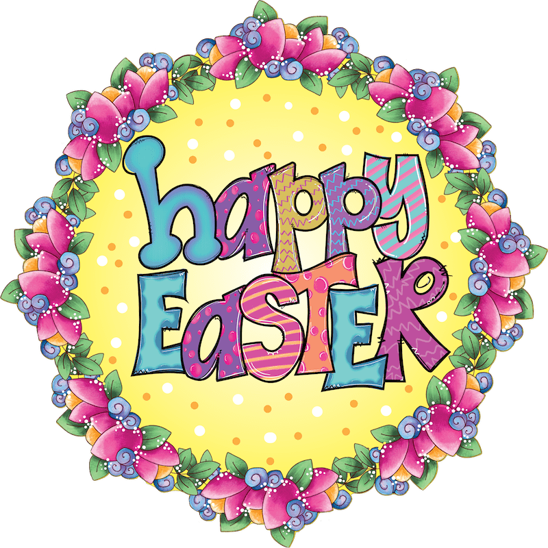 Happy Easter Flower Wreath Outdoor Decoration