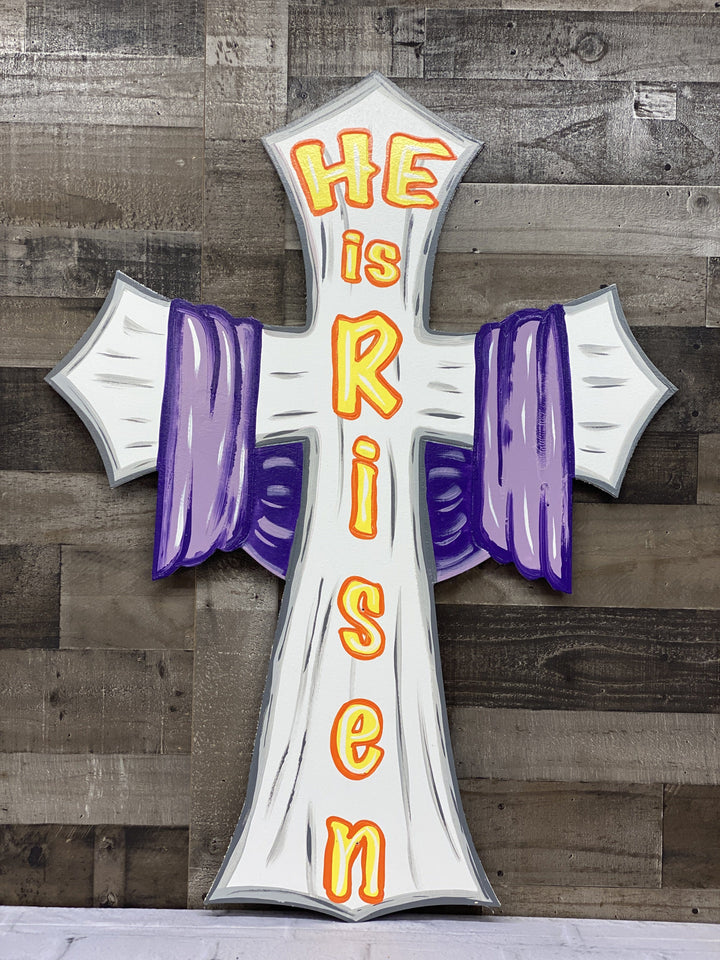 He is Risen Letters Vertical Cross DIY Blank